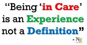 Quote graphic- being in care is an experience, not a definition.
