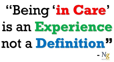 Quote graphic - Being in care is an experience, not a definition