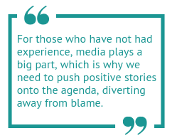 Seamab quote, calling for more positive stories to appear in the media