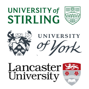 Logos for Stirling University, York University and Lancaster University
