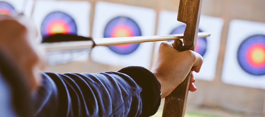 An archer aiming at a target