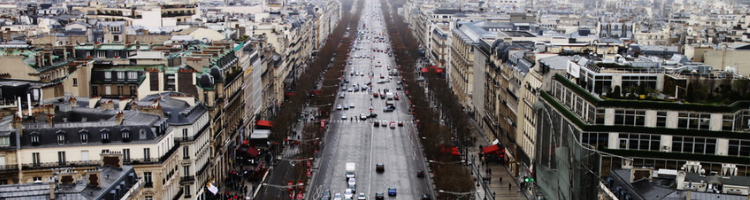 A shot of a Paris street from above