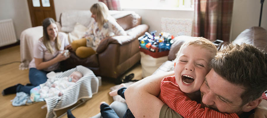 Picture of family in living room