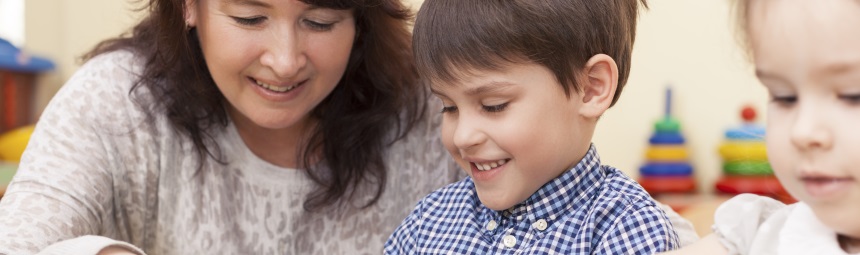 A teacher and child in class