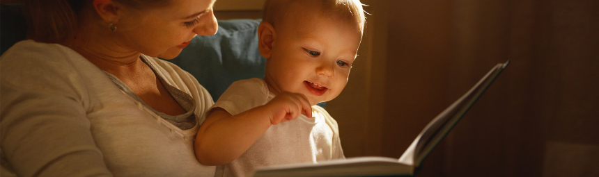 A mother reading to her child