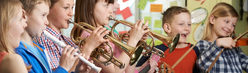 Children playing musical instruments