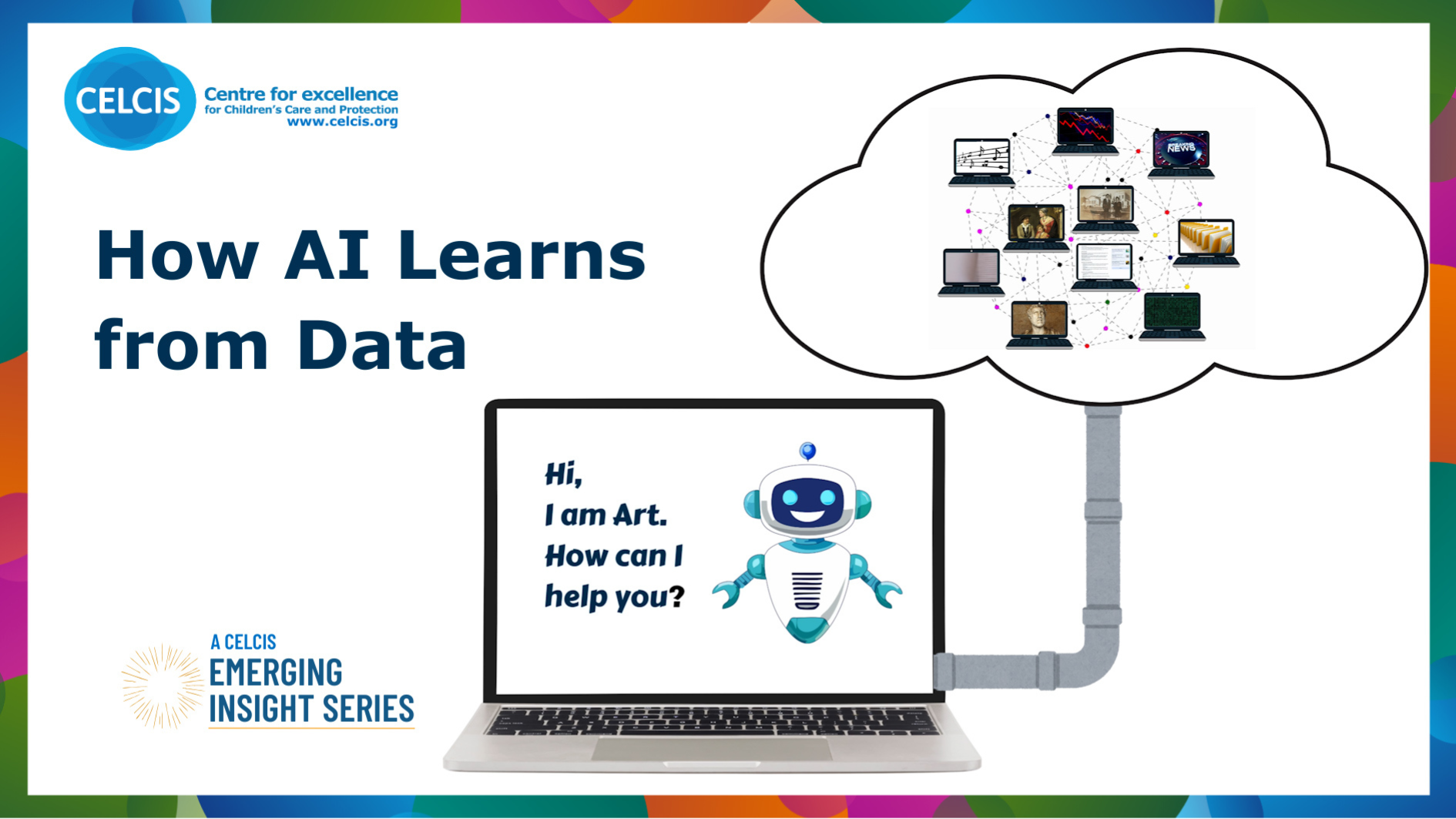The front slide of the video entitled "how does AI learn from data?"