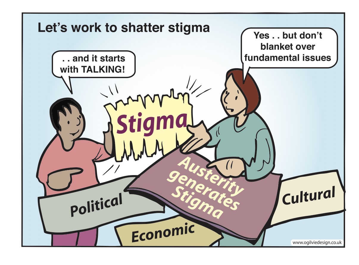 A graphic entitled: Let's shatter stigma
