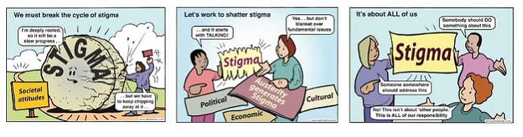 A cartoon showing how destructive stigma can be