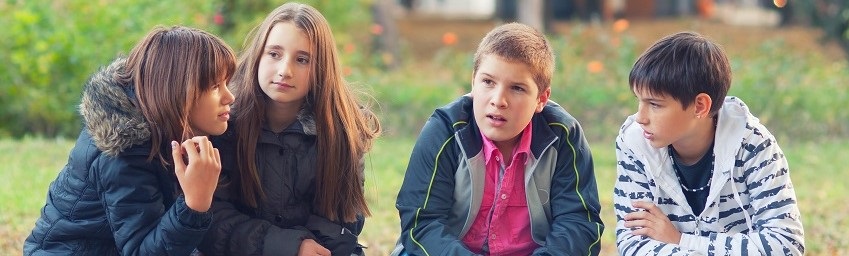 Teenagers chatting outside