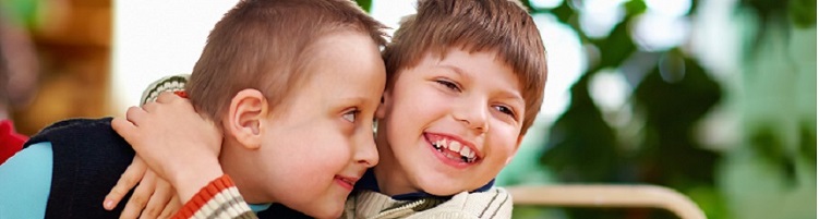 Two children laughing