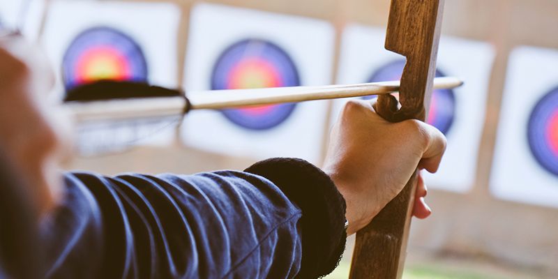 An archer aiming at a target