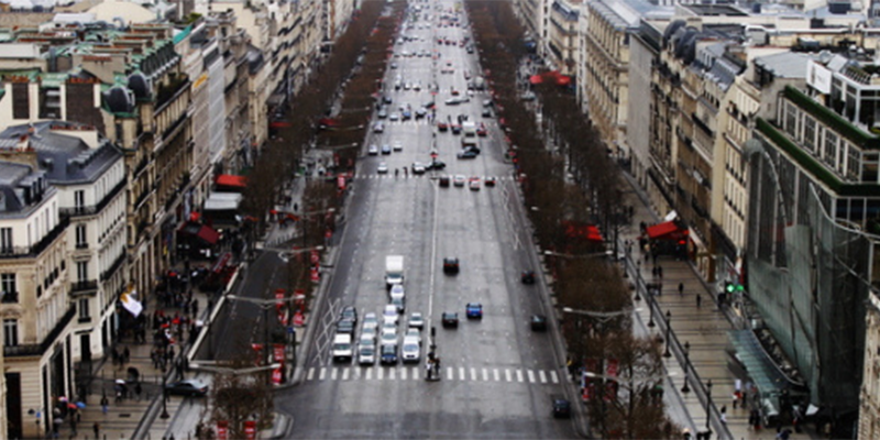 A Parisian boulevard shot from above